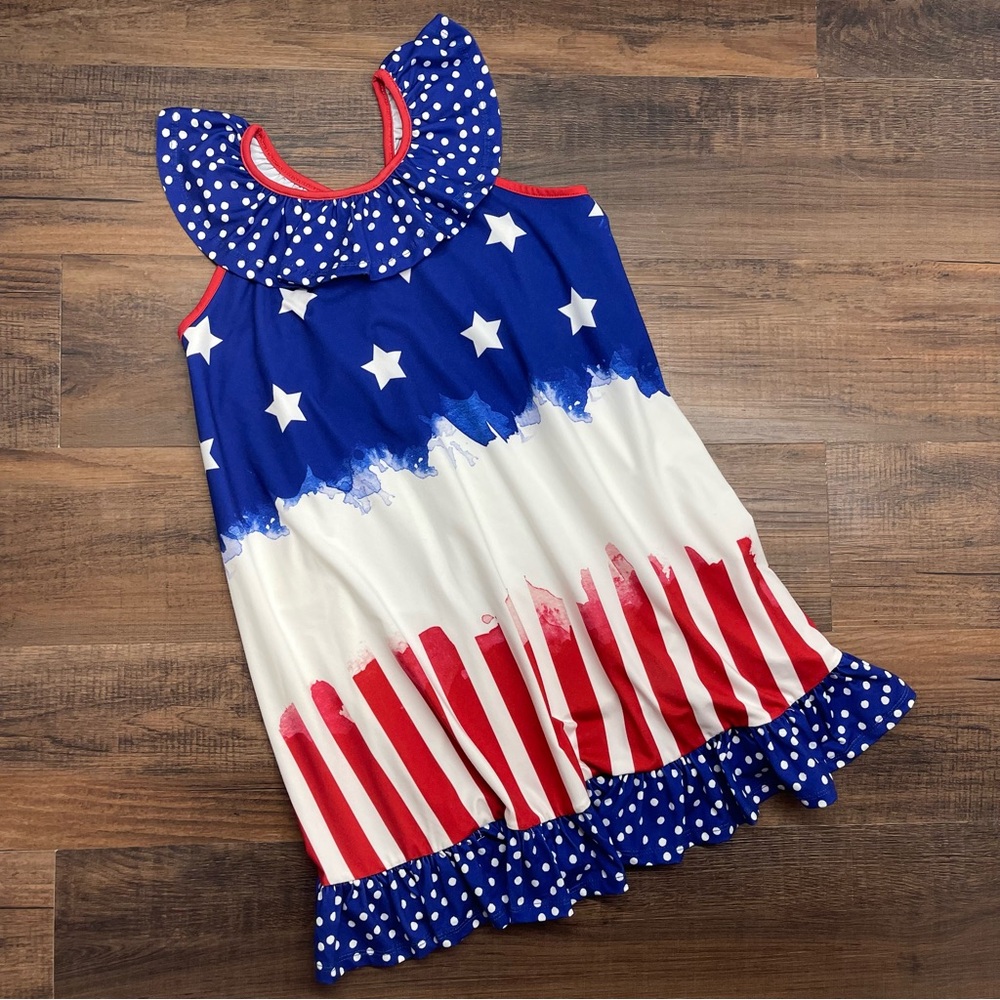 Patriotic 4th of July Dress Size 8 • Sibling tee avail